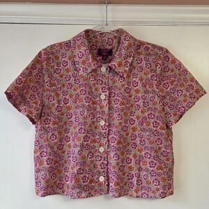 J.CREW LIBERTY Cropped Gamine Shirt Liberty Ellie Print Size 6